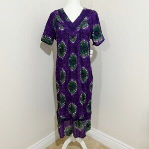 Loungees Purple Floral Midi MuuMuu Cotton House Lounge Dress Women's Size S NWT